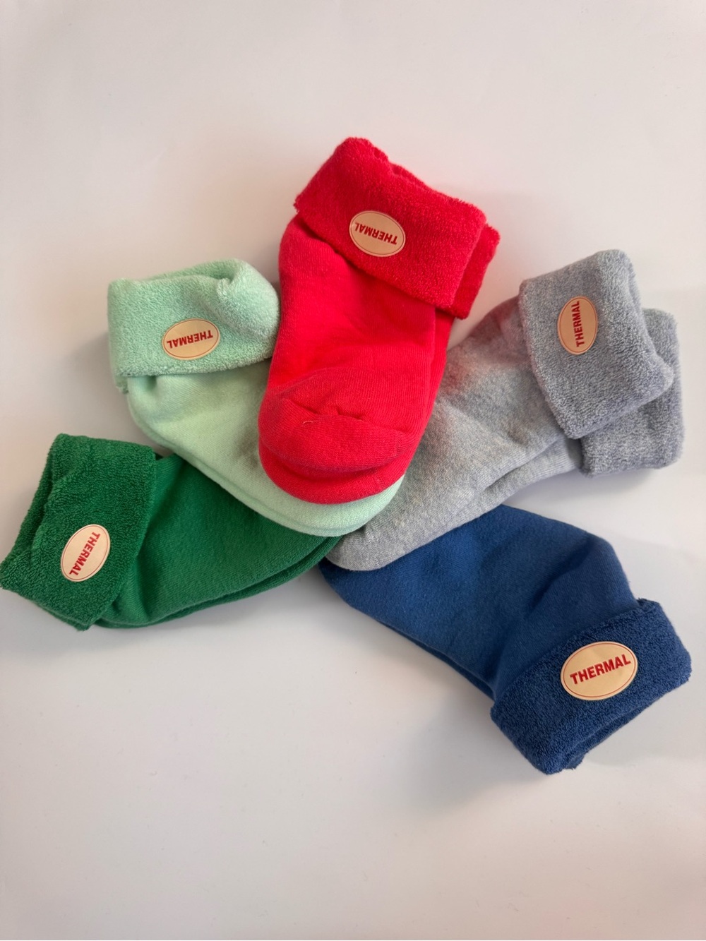 5-Pack Thermal Cozy Socks Pink, Green, Blue Pastel Set US Women 6–9 New